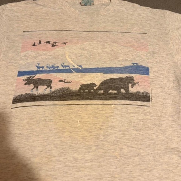 80s Nature Single Stitch T shirt in fair condition with some staining - Picture 2 of 5